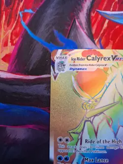 Pokemon TCG Ice Rider Calyrex VMAX Holo Rainbow Rare Card 202/198 Chilling Reign - Image 2