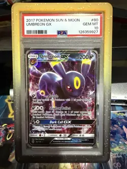Pokemon Sun & Moon Base Set SM Umbreon GX 80/149 PSA 10 Low Pop - Image 1