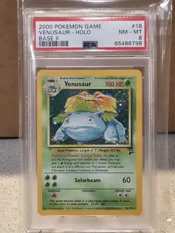 2000 Pokemon Venusaur Holo #18 Base II PSA 8 - Image 2