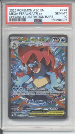 2026 POKEMON ASCENDED HEROES SPECIAL ILLUSTRATION RARE MEGA FERALIGATR EX PSA 10 - Image 1
