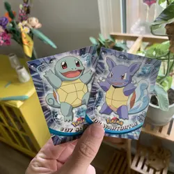1999 Topps Pokemon Squirtle #07 Wartortle #08 TV Animation Blue Logo Non Holo - Image 1