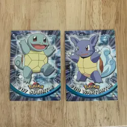 1999 Topps Pokemon Squirtle #07 Wartortle #08 TV Animation Blue Logo Non Holo - Image 3