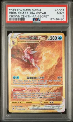 2023 Pokemon SW&SH Crown Zenith Origin Forme Palkia VSTAR Secret #GG67 - PSA 9 - Image 1