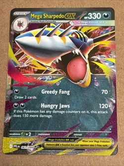 Mega Sharpedo ex 061/094 Phantasmal Flames Rare Holo Pokemon - Image 1
