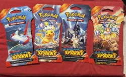🔥Pokemon TCG Surging Sparks Full Art Set–4 Booster Packs Sleeved–New Sealed 🔥 - Image 1