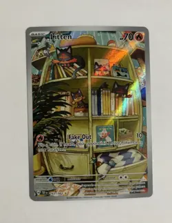Pokemon TCG Litten Illustration Rare Full Art Holo 167/162 - Image 1