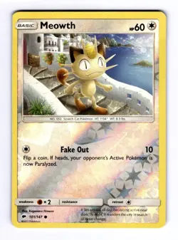 Meowth SM - Burning Shadows #101 (2017) Common Reverse Holo NM Pokemon - Image 1
