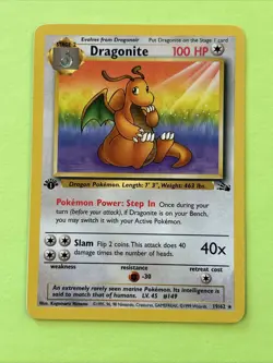 Pokemon TCG Dragonite 1st Edition Fossil Card 19/62 Regular Rare - Image 1