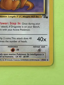 Pokemon TCG Dragonite 1st Edition Fossil Card 19/62 Regular Rare - Image 5
