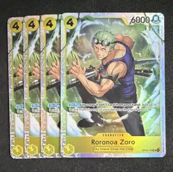 Playset Bandai One Piece TCG Roronoa Zoro OP15-113 SR Yellow English x4 - Image 1