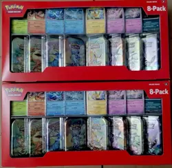 Pokemon Prismatic Evolutions 8 Mini-Tins with Promo Cards Costco 2-Pack IN HAND! - Image 1