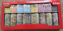 Pokemon TCG Prismatic Evolutions Costco 8 Mini-Tin Bundle w/ Promo Cards rip box - Image 1