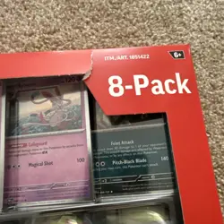Pokemon TCG Prismatic Evolutions Costco 8 Mini-Tin Bundle w/ Promo Cards rip box - Image 3