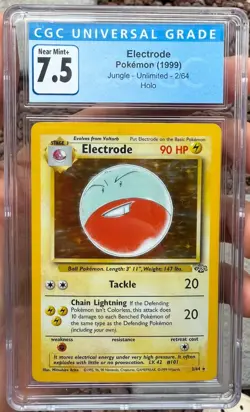 CGC 7.5 Electrode 2/64 Holo 1999 Pokemon Card Jungle Vintage NM Blue Label = PSA - Image 1