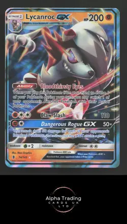 Lycanroc GX 74/145 Holo Ultra Rare Guardians Rising Pokemon Near Mint - Image 1