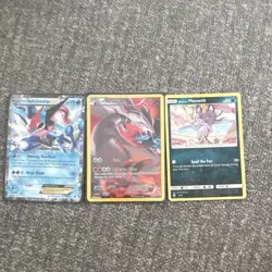 Ash-Greninja EX + Reshiram + Alolan Meowth BREAKpoint Holo Pokemon TCG 2016 - Image 1