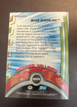 Pokemon Topps Series 3 Snorlax 143 HV14 TV Animation Blue Logo Heroes & Villians - Image 2