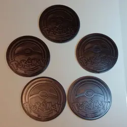 Pokemon TCG Chikorita Embossed Metal Flip Coins Lot of 5 Gold/Brown - Image 2