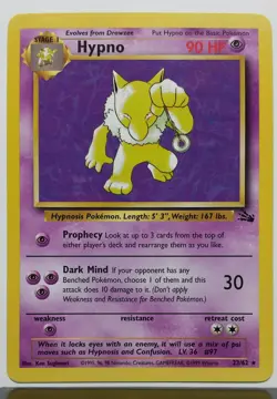 Hypno 23/62 - NM / M - RARE Non Holo Fossil Pokemon Card - $2 Combined Shipping - Image 1