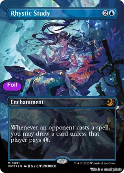 MTG Rhystic Study (Anime Borderless) (Confetti Foil) 91 Wilds of Eldraine: En... - Image 1