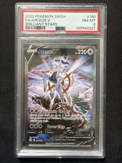Pokemon TCG Arceus V Full Art Ultra Rare Holo 166/172 Brilliant Stars PSA 8 - Image 1