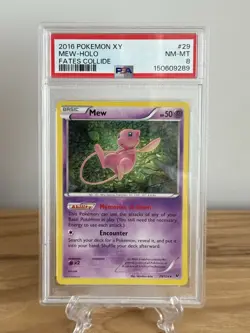 2016 POKEMON XY FATES COLLIDE #29 MEW HOLO RARE ~ PSA 8 - Image 1