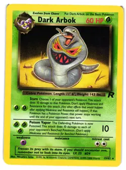 Pokemon TCG Dark Arbok 19/82 Non-Holo Team Rocket Regular LP - Image 1