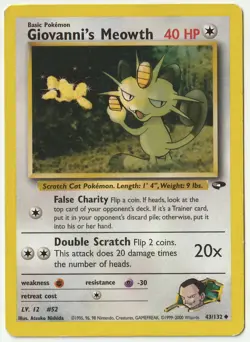 Giovanni's Meowth - 43/132 - Uncommon WOTC TCG-Gym Challenge Set Pokemon Card - Image 1