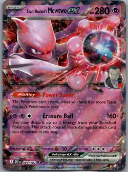 Team Rocket's Mewtwo ex 081/182 Double Rare Destined Rivals Pokemon Near Mint - Image 1