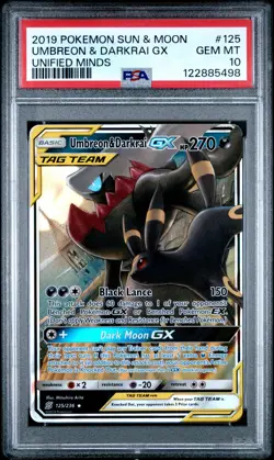 2019 POKEMON UNIFIED MINDS UMBREON & DARKRAI GX #125 PSA 7 NM #122885498 - Image 1