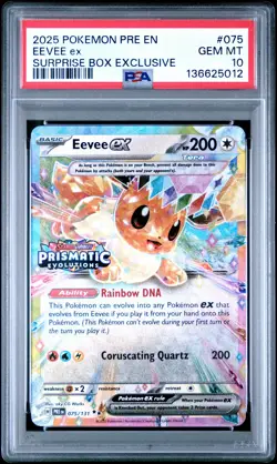 2025 POKEMON PRE EN-PRISMATIC EVOLUTIONS SURPRISE BOX EXCLUSIVE EEVEE EX PSA 10 - Image 1