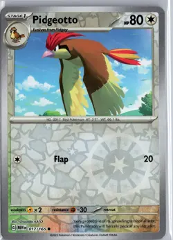 Pidgeotto 017/165 Common 151 Pokemon Reverse Holo Lightly Played - Image 1