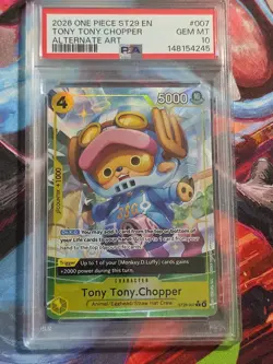 2026 One Piece ST29 English #007 TONY TONY CHOPPER Alt Art PSA 10 - Image 1