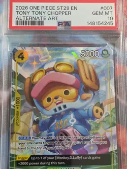 2026 One Piece ST29 English #007 TONY TONY CHOPPER Alt Art PSA 10 - Image 2
