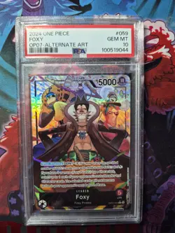 Foxy Leader OP07 PSA 10 GEM MT Alternate Art One Piece Card Game 2024 OP07-059 - Image 1