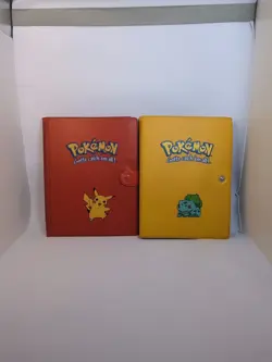 Vintage Pokemon 1999 Yellow Bulbasaur And Red Pikachu 4 Pocket Binder Rare 90s - Image 1