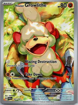 Hisuian Growlithe 181/167 Twilight Masquerade Pokemon TCG Holo NM - Image 1