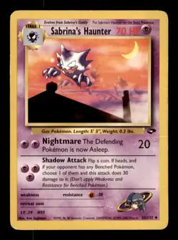 Sabrina's Haunter 55/132 Uncommon Gym Challenge Pokemon Unlimited Damaged - Image 1