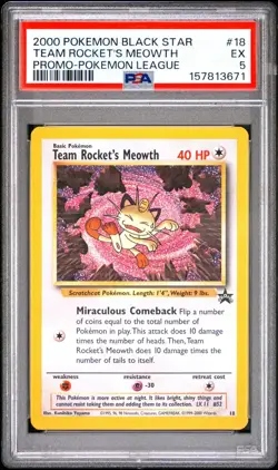 2000 Pokemon Black Star Promo Team Rocket's Meowth #18 PSA 5 EX WOTC - Image 1