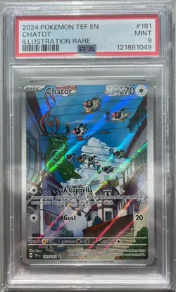 Pokemon Chatot 181/162 Illustration Rare IR Temporal Forces PSA 9 Mint English - Image 1