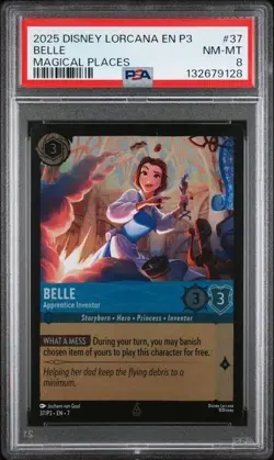 DISNEY LORCANA EN P3-PROMO #37 BELLE MAGICAL PLACES PSA 8 - Image 1