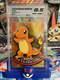 1999 Charmander #04 Topps Pokemon Card TV Animation Edition CAG 8.5 - Image 1