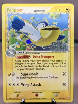 Pokemon TCG Pelipper 26/100 Reverse Holo EX Crystal Guardians Stamped MP- Crease - Image 1