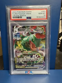 2023 Pokemon Sword & Shield Rayquaza VMax Fa Crown Zenith PSA 10 - Image 1