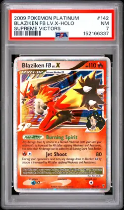 2009 POKEMON PLATINUM SUPREME VICTORS #142 BLAZIKEN FB LV.X-HOLO PSA 7 - Image 1