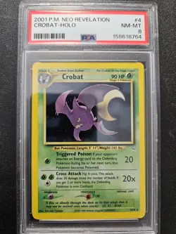 Pokemon PSA 8 Neo Revelation Crobat Holo Rare 4/64 NM-MINT - Image 1