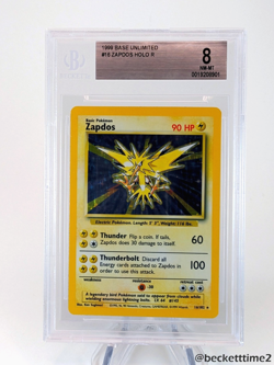 1999 POKEMON Base Unlimited ZAPDOS #16 Holo R BGS 8 - Image 1