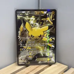 2016 Pokemon XY Black Star Promo Pikachu EX XY124 Red Blue Full Art Holo LP - Image 1