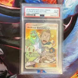 Pokemon Lost Thunder Professor Elm's Lecture Full Art Holo UR 213/214 PSA 9 - Image 1