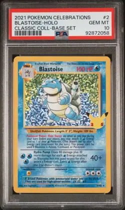2021 Pokemon Blastoise Holo Celebrations Classic Collection 2/102 PSA 10 - Image 1
